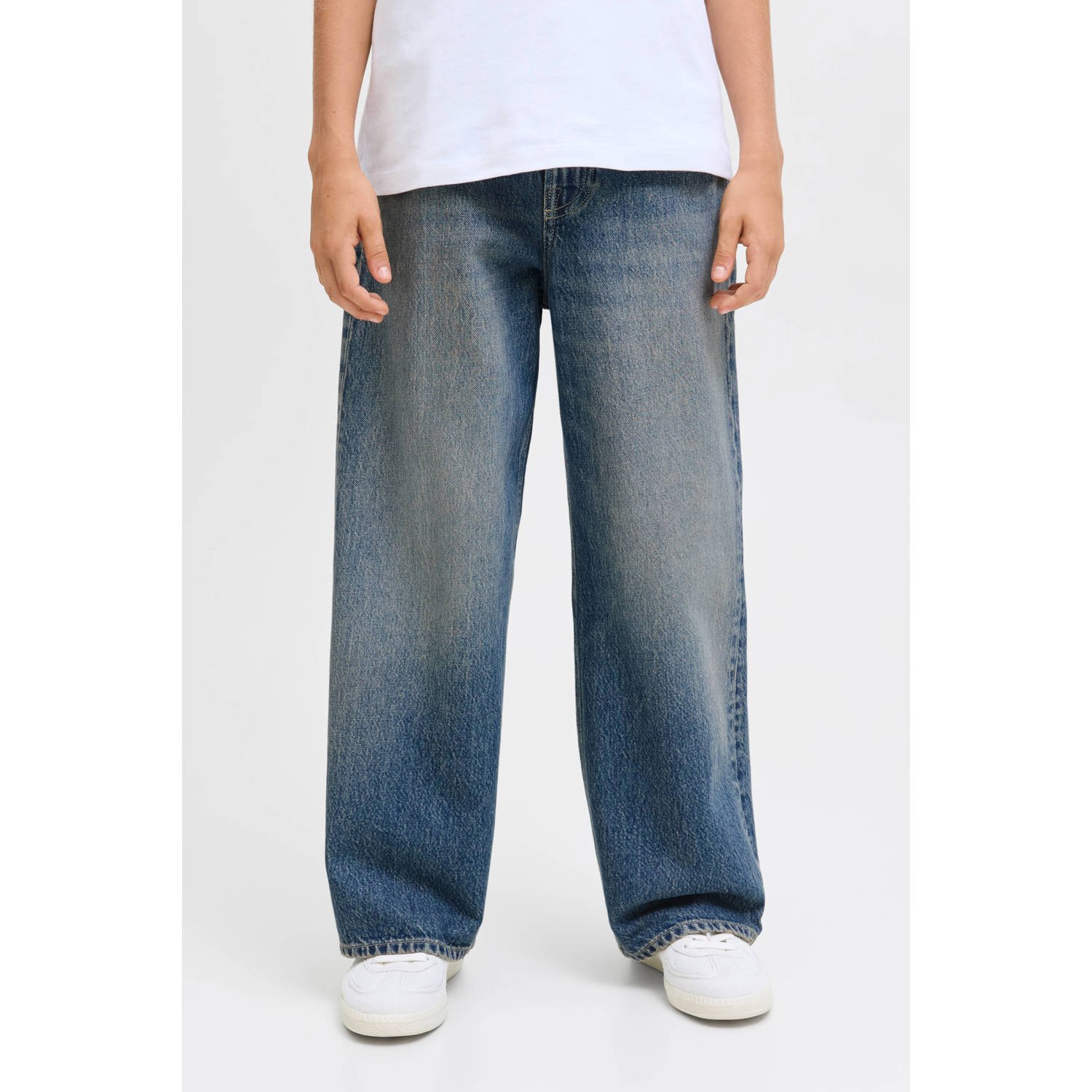 JACK & JONES JUNIOR high waist wide leg jeans medium blue denim
