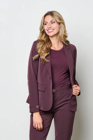 travelstof getailleerde blazer donkerpaars