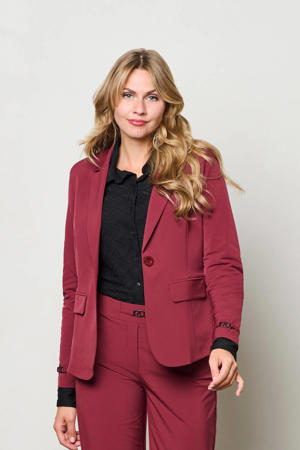 travelstof getailleerde blazer donkerrood