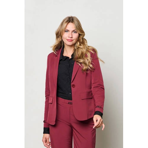 &Co Woman travelstof getailleerde blazer donkerrood afbeelding
