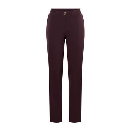 &Co Woman travelstof tapered regular waist pantalon donkerpaars afbeelding