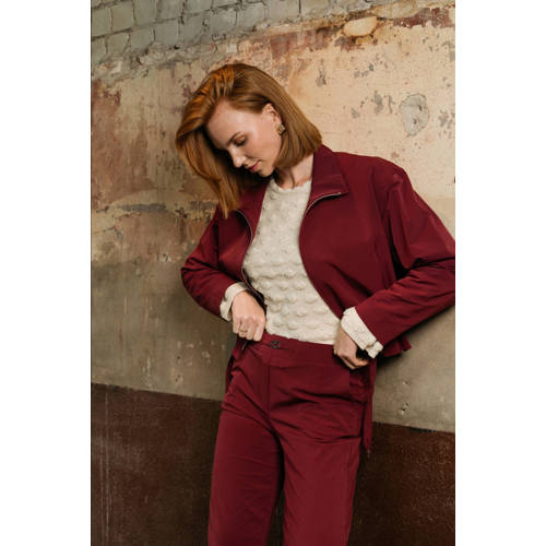 &Co Woman travelstof straight regular waist pantalon donkerrood afbeelding