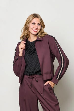 wide leg high waist casual broek donkerpaars