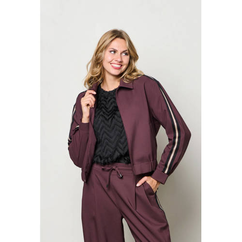 &Co Woman wide leg high waist casual broek donkerpaars afbeelding