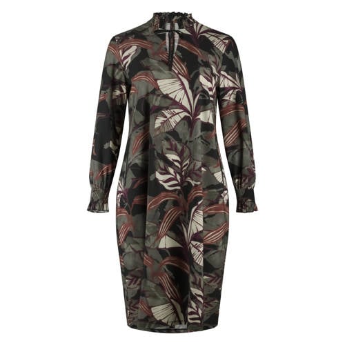 Plus Basics travelstof midi jurk multi afbeelding