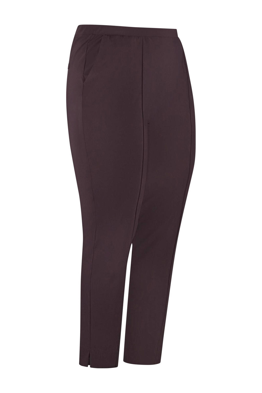 Donkerrode dames Plus Basics travelstof slim regular waist broek met effen