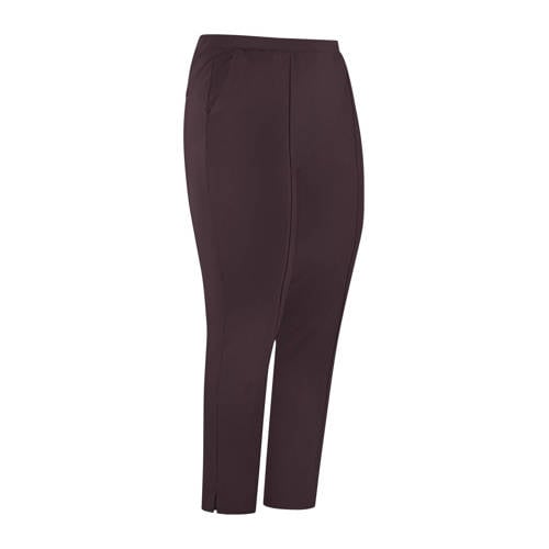 Plus Basics travelstof slim regular waist broek donkerrood afbeelding