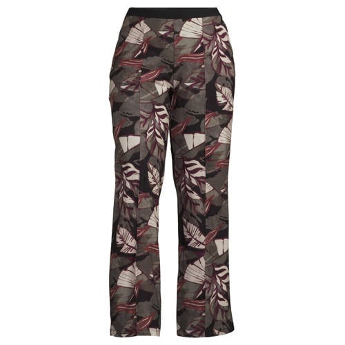 Plus Basics travelstof wide leg high waist broek kaki afbeelding