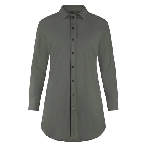 Plus Basics travelstof blouse grijsgroen afbeelding