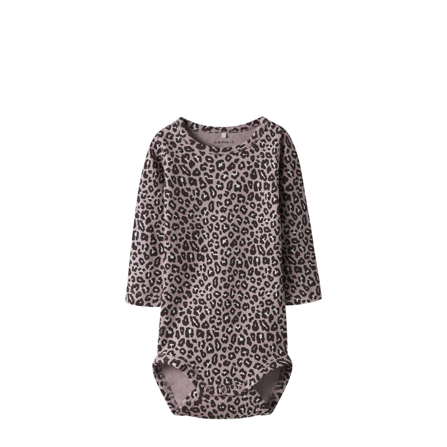 NAME IT BABY romper NBFLEOANA lila zwart