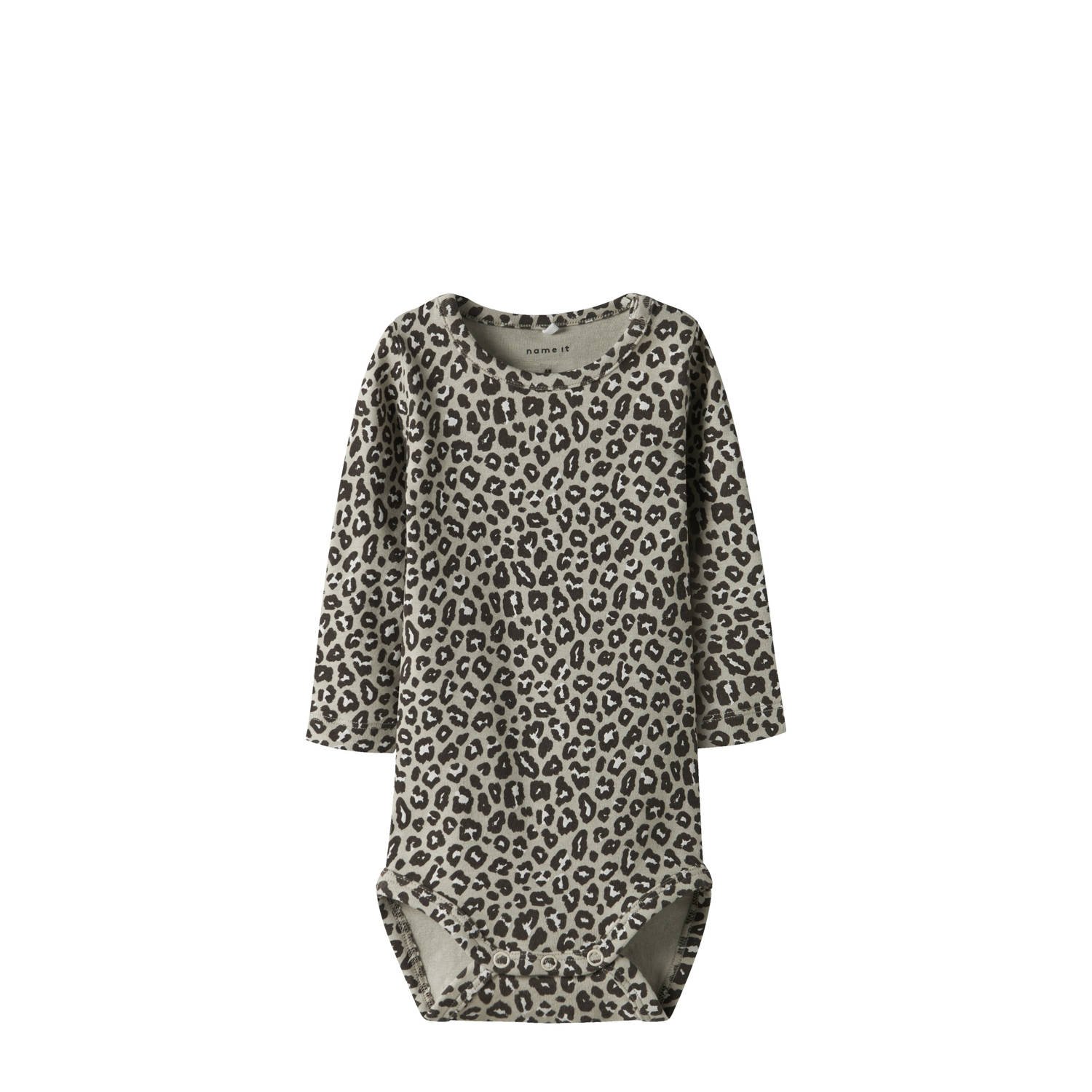 NAME IT BABY romper NBFLEOANA grijsbruin zwart