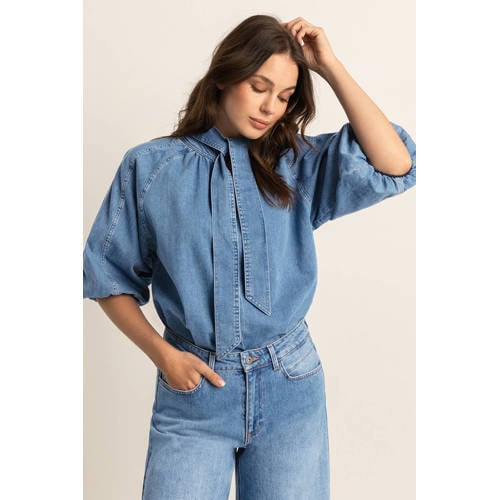 Expresso denim blouse medium blue denim afbeelding