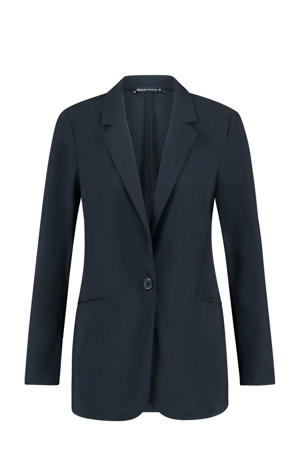 travelstof getailleerde blazer donkerblauw gebreid