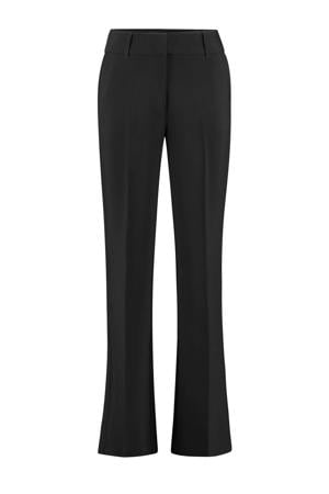 wide leg regular waist pantalon zwart gebreid