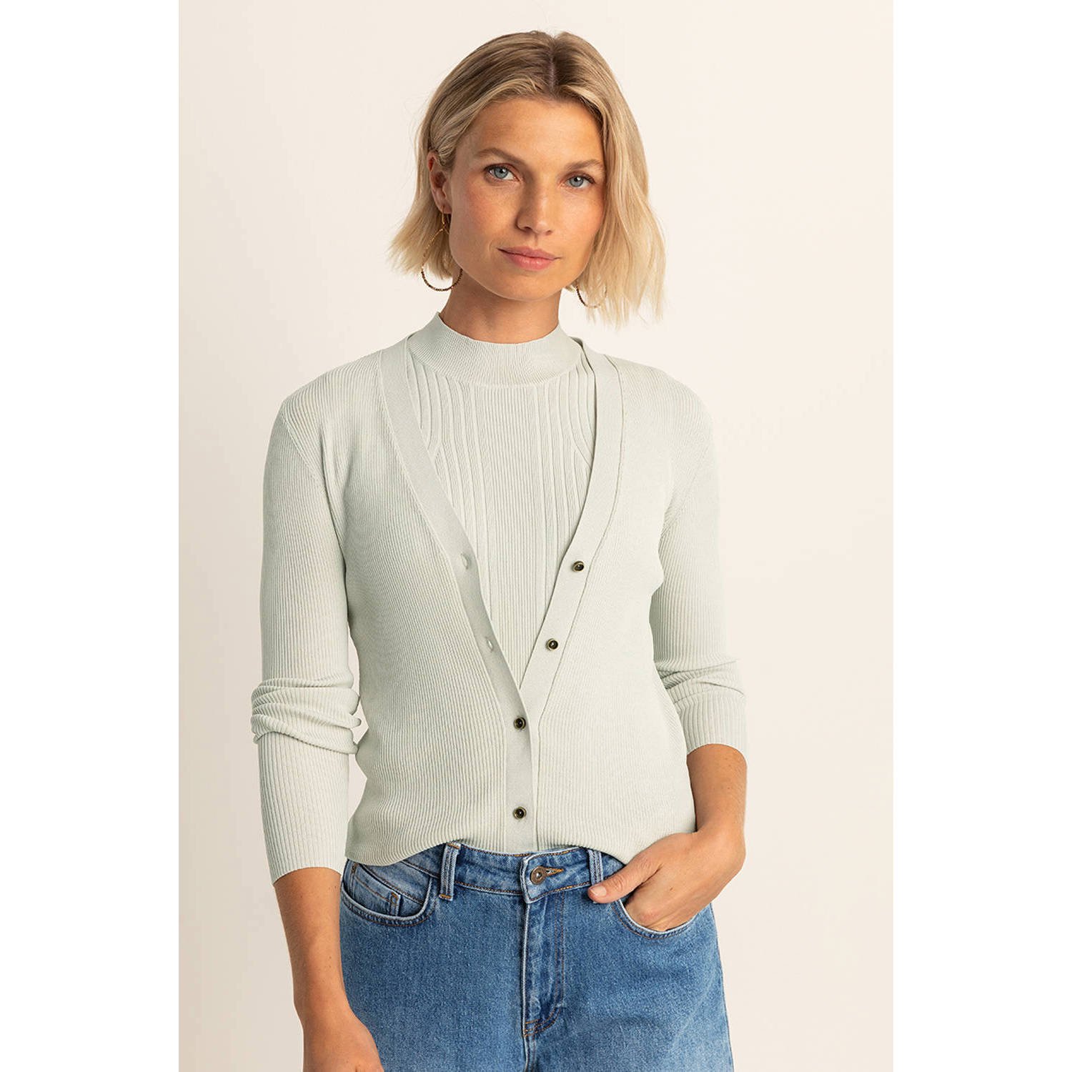 Expresso cardigan lichtgroen gebreid