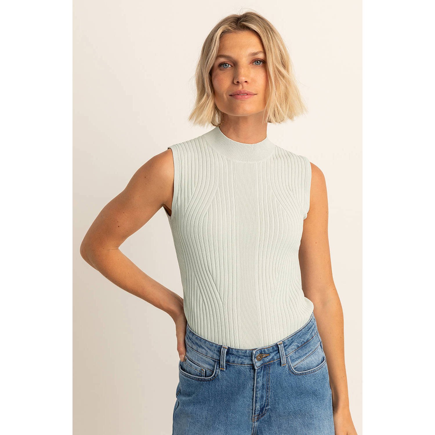 Expresso top lichtgroen gebreid