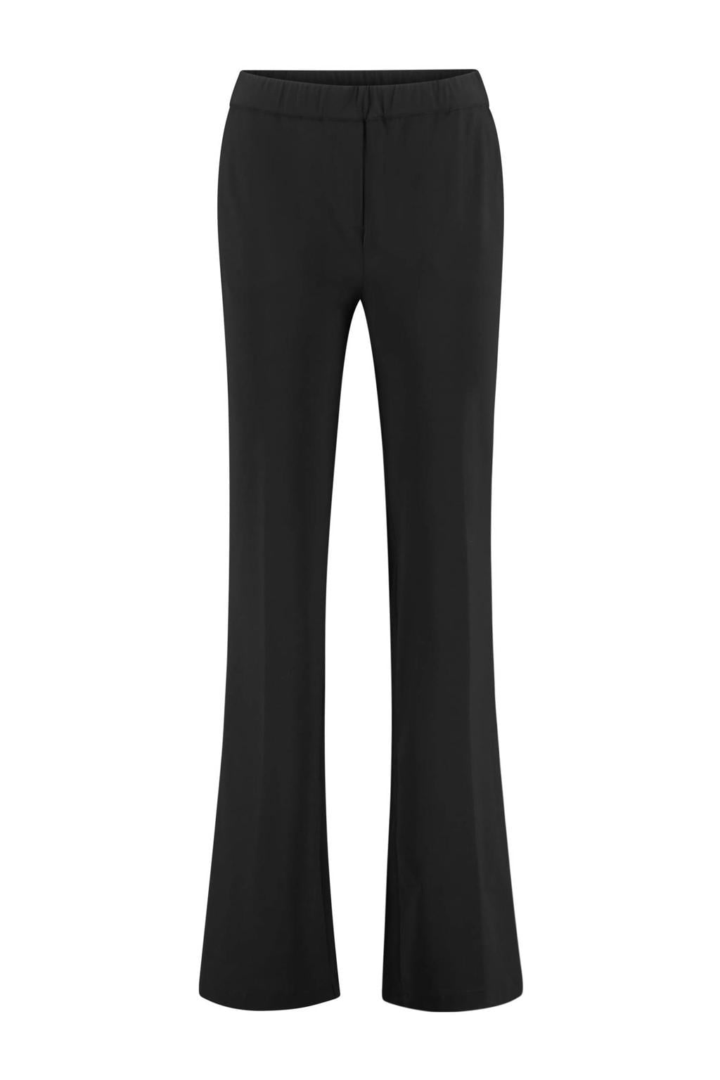 Zwarte dames Expresso travelstof travelstof flared flared broek met knoopsluiting en effen