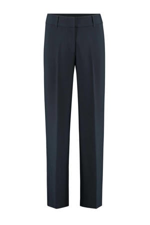 wide leg regular waist pantalon donkerblauw