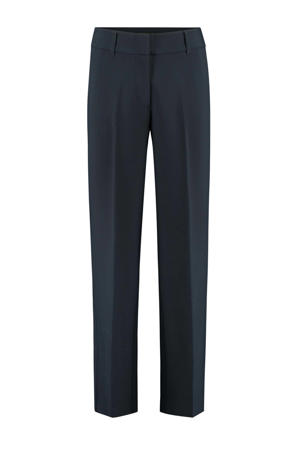 wide leg regular waist pantalon donkerblauw