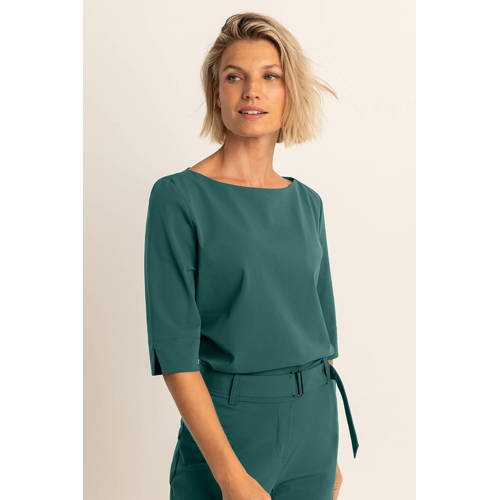 Expresso travelstof slim high waist broek petrol afbeelding