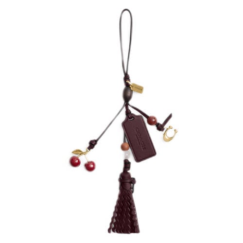 Coach leren sleutelhanger Cherry Heritage donkerbruin afbeelding