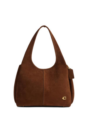 suède schoudertas Lana cognac