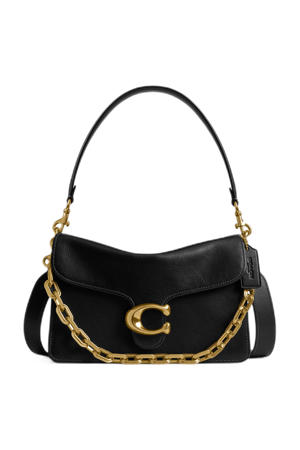 leren schoudertas Chain Tabby zwart