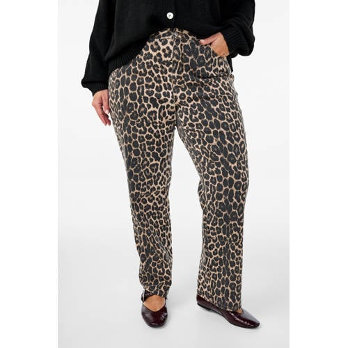 Zizzi high waist straight leg jeans beige afbeelding