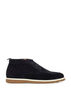 suède veterboots donkerblauw