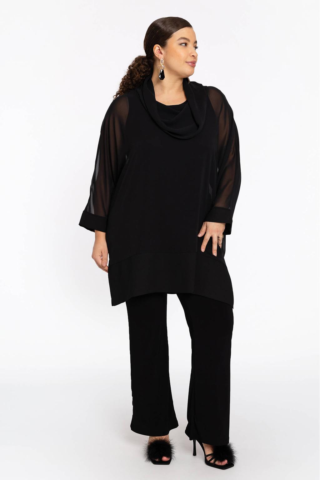 YOEK mesh tuniek zwart