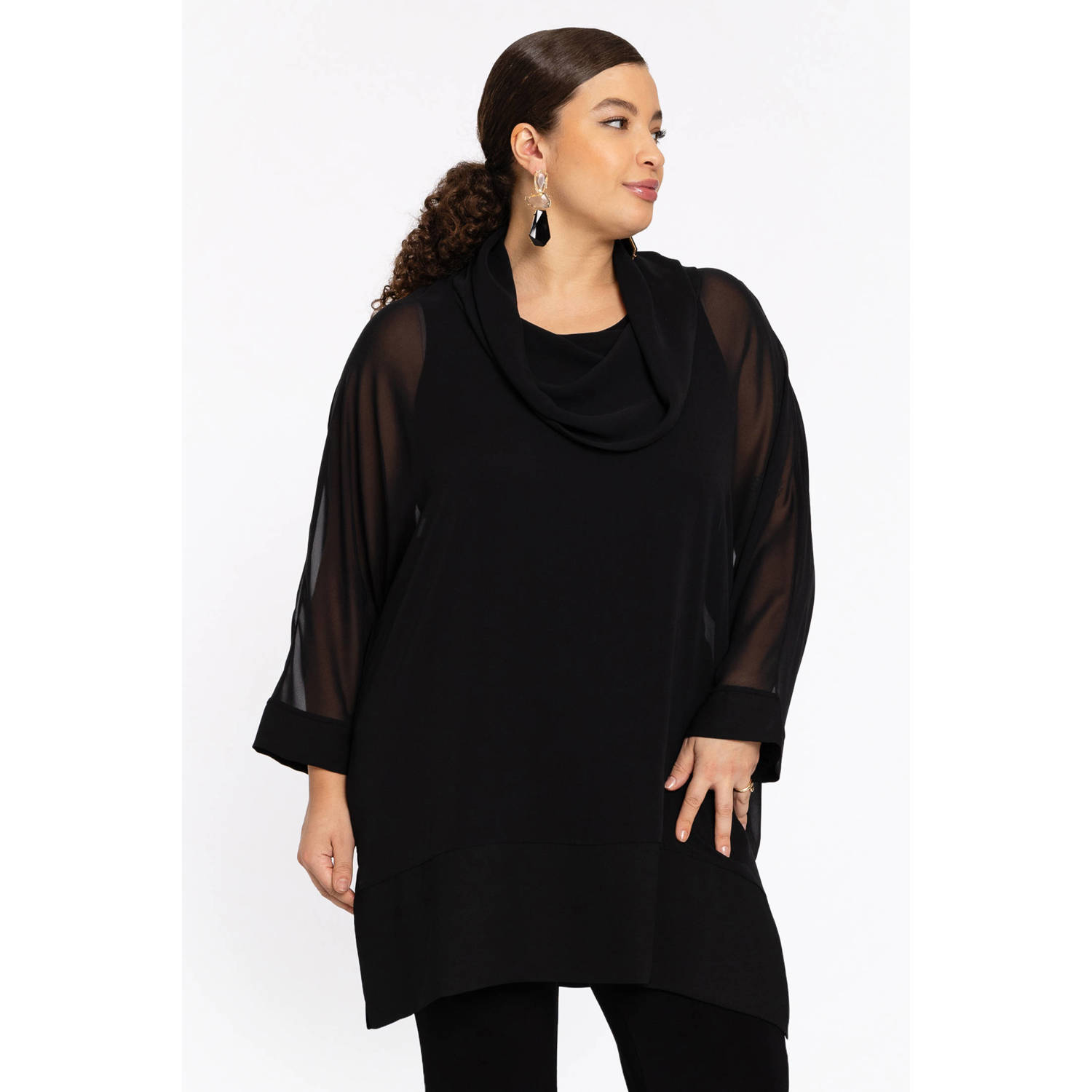 YOEK mesh tuniek zwart