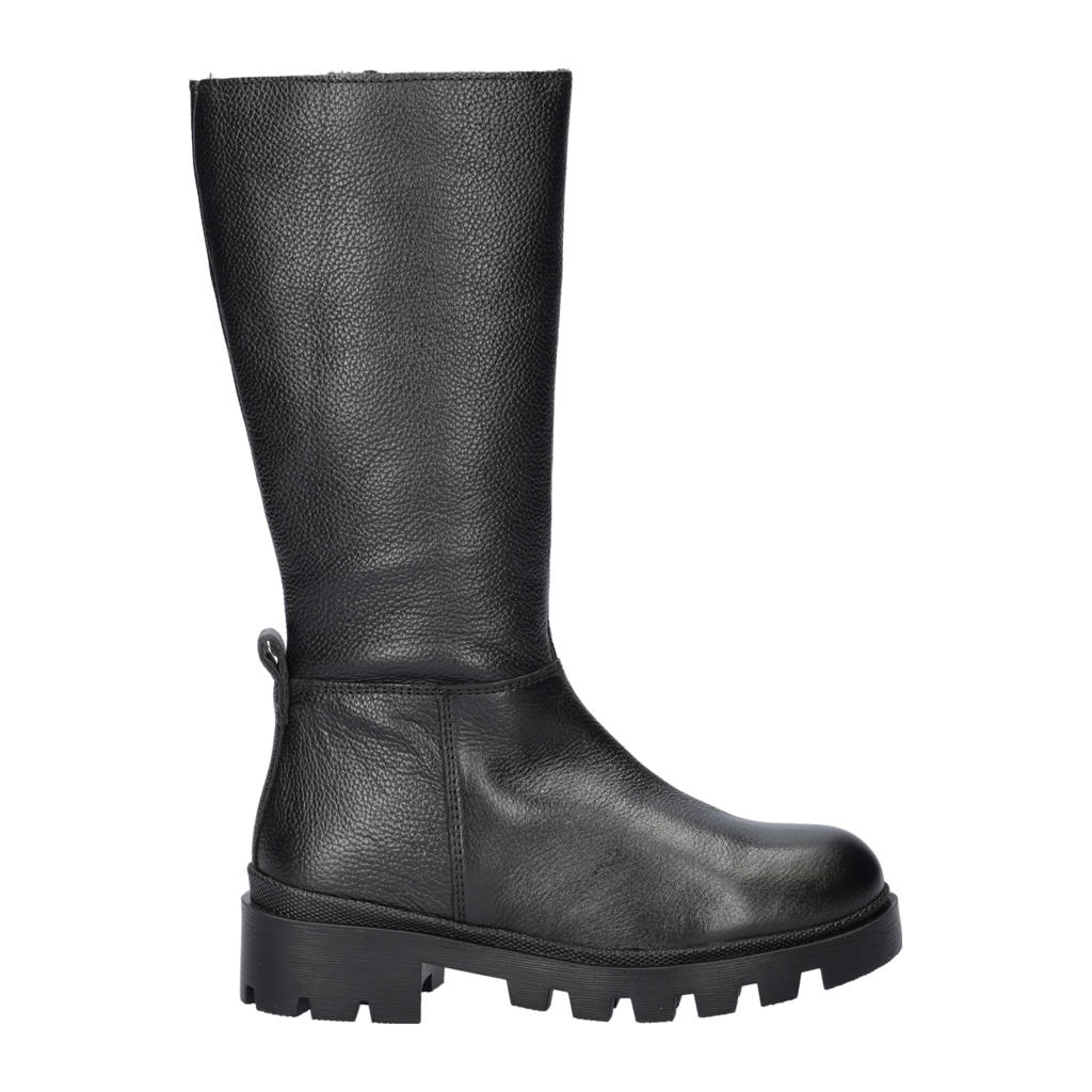 Zwarte meisjes Nelson Kids leren hoge laarzen met chunky hak en ritssluiting