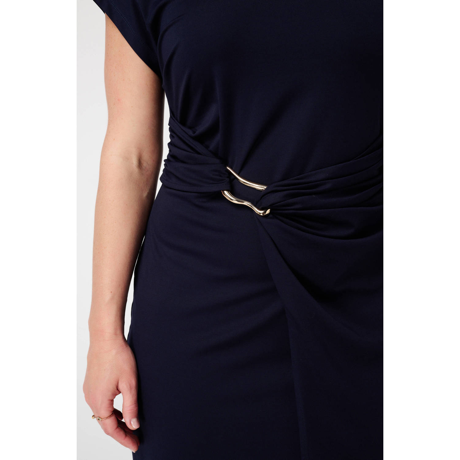 MS Mode wikkel- overslagjurk donkerblauw