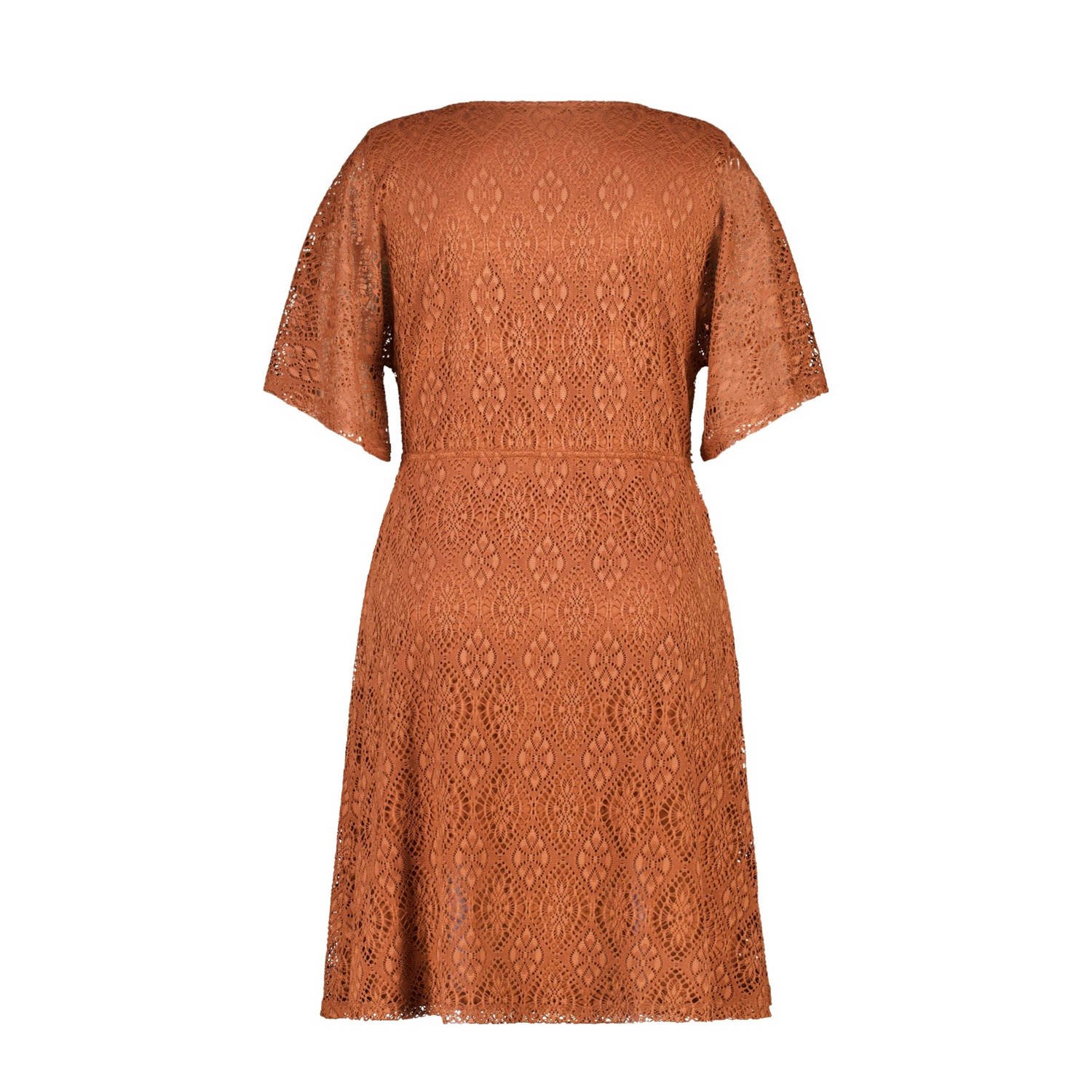 MS Mode korte jurk broderie roodbruin