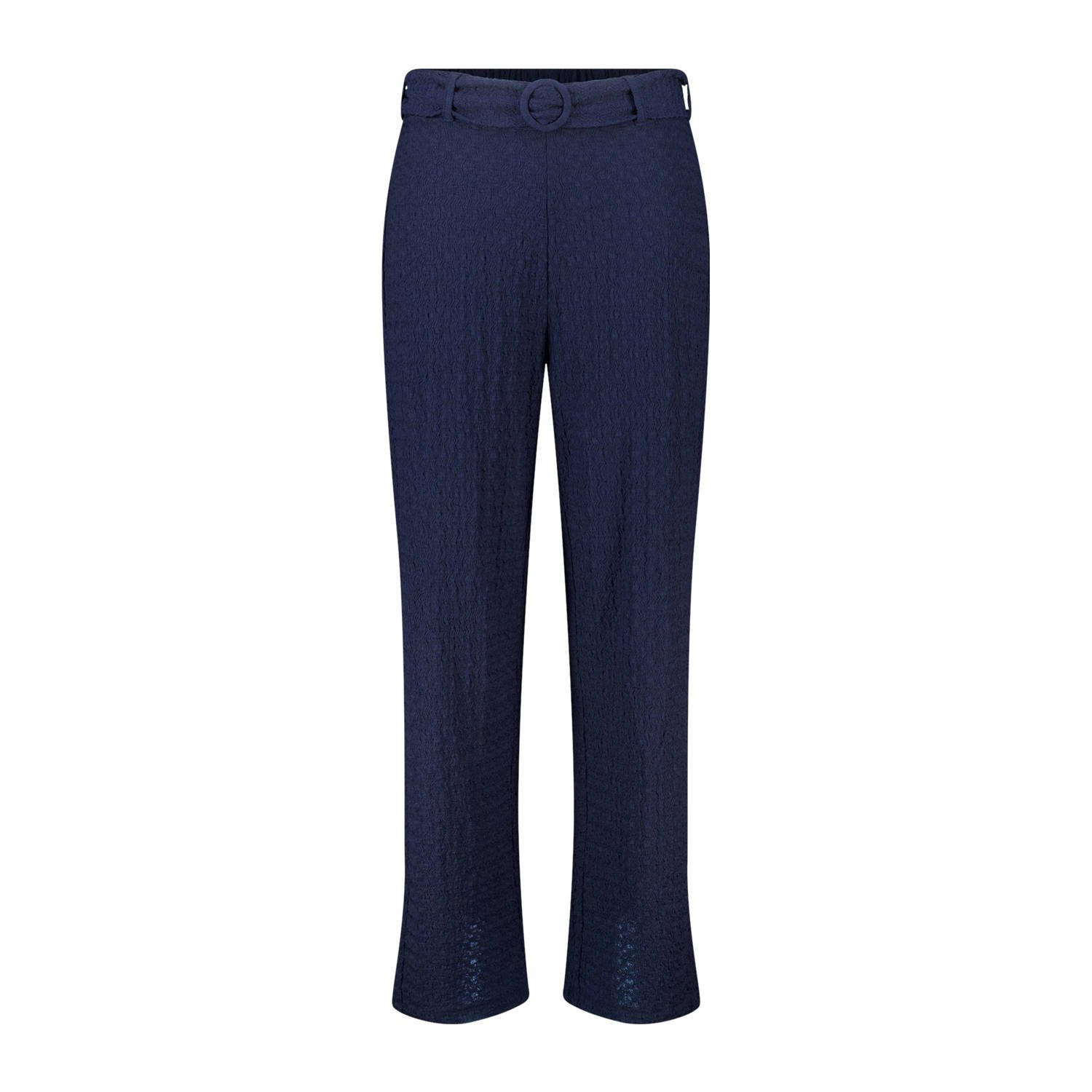MS Mode straight regular waist casual broek donkerblauw