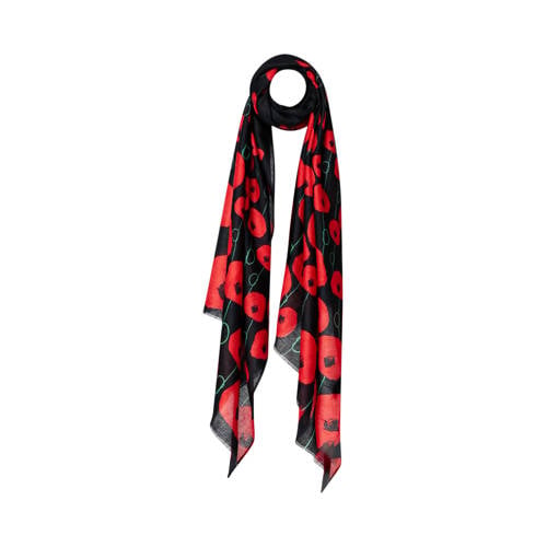Paprika sjaal met all over print donkerblauw afbeelding
