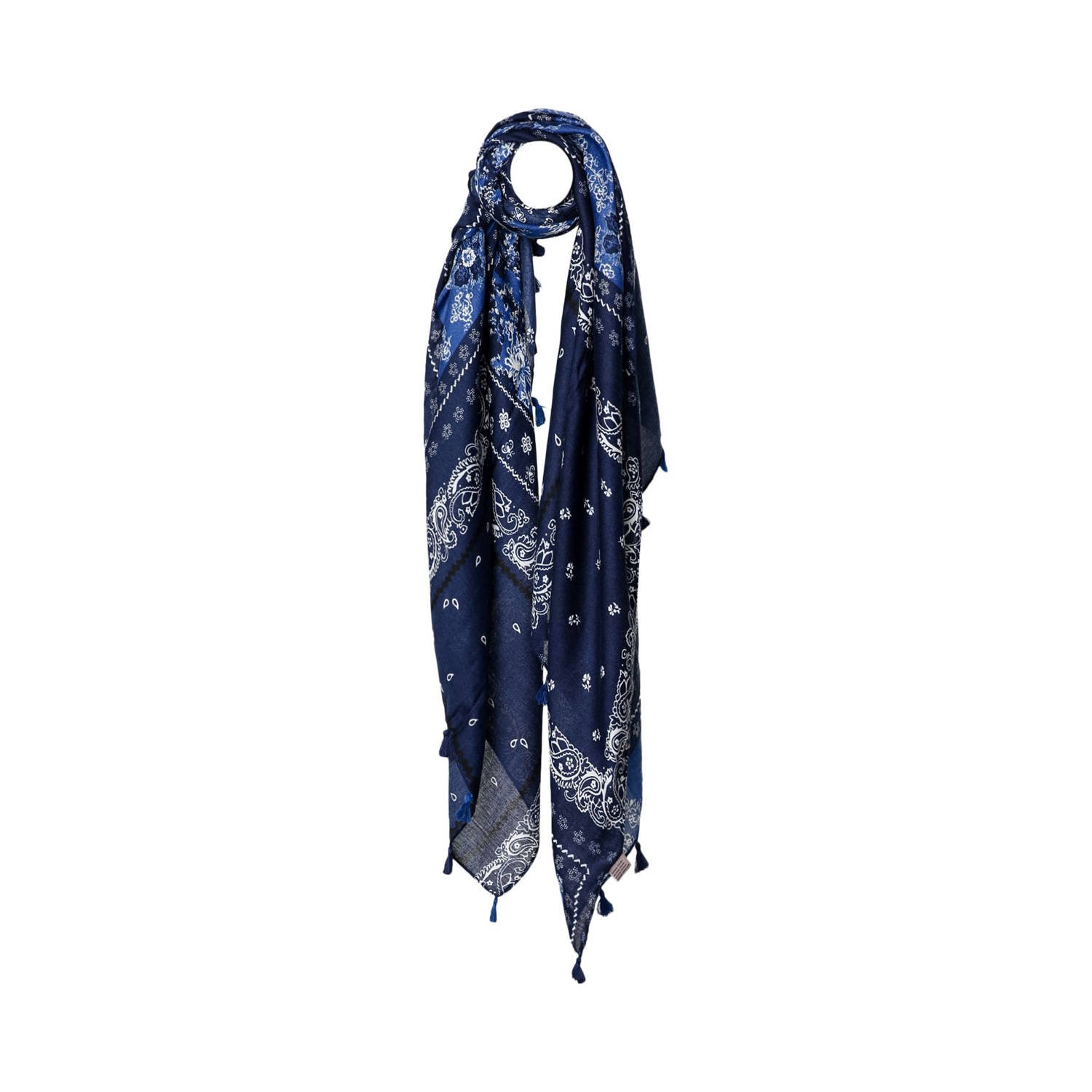 Paprika sjaal met all over print blauw