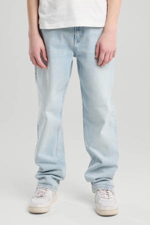 waist loose fit jeans light blue denim