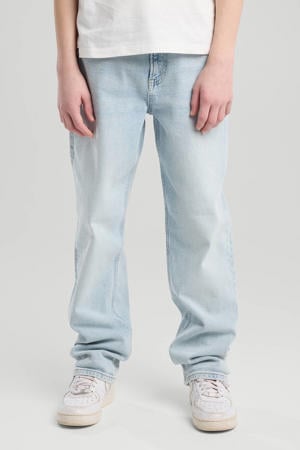 waist loose fit jeans light blue denim
