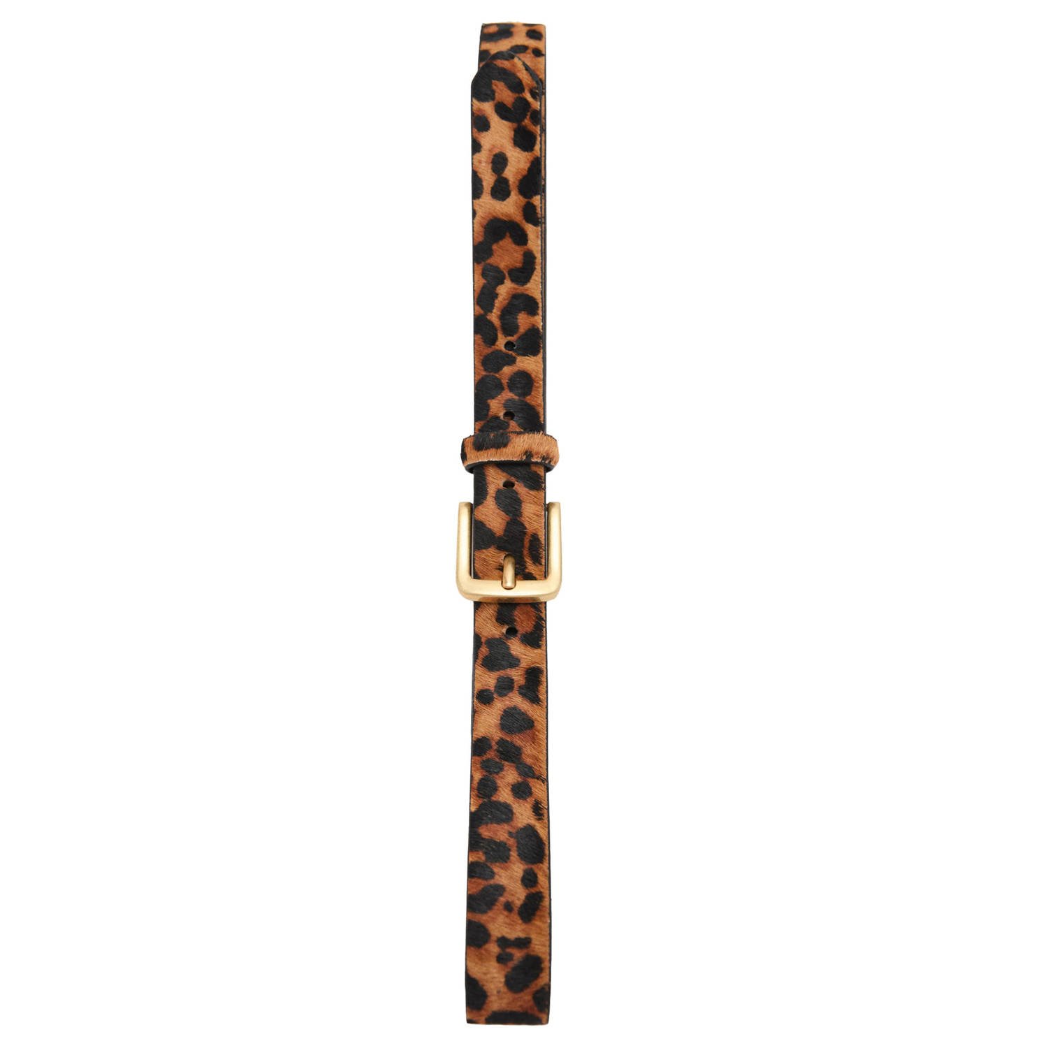 Mango leren riem met panterprint bruin