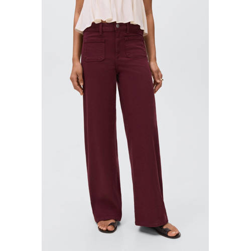 MANGO TEEN low waist wide leg jeans donkerrood afbeelding