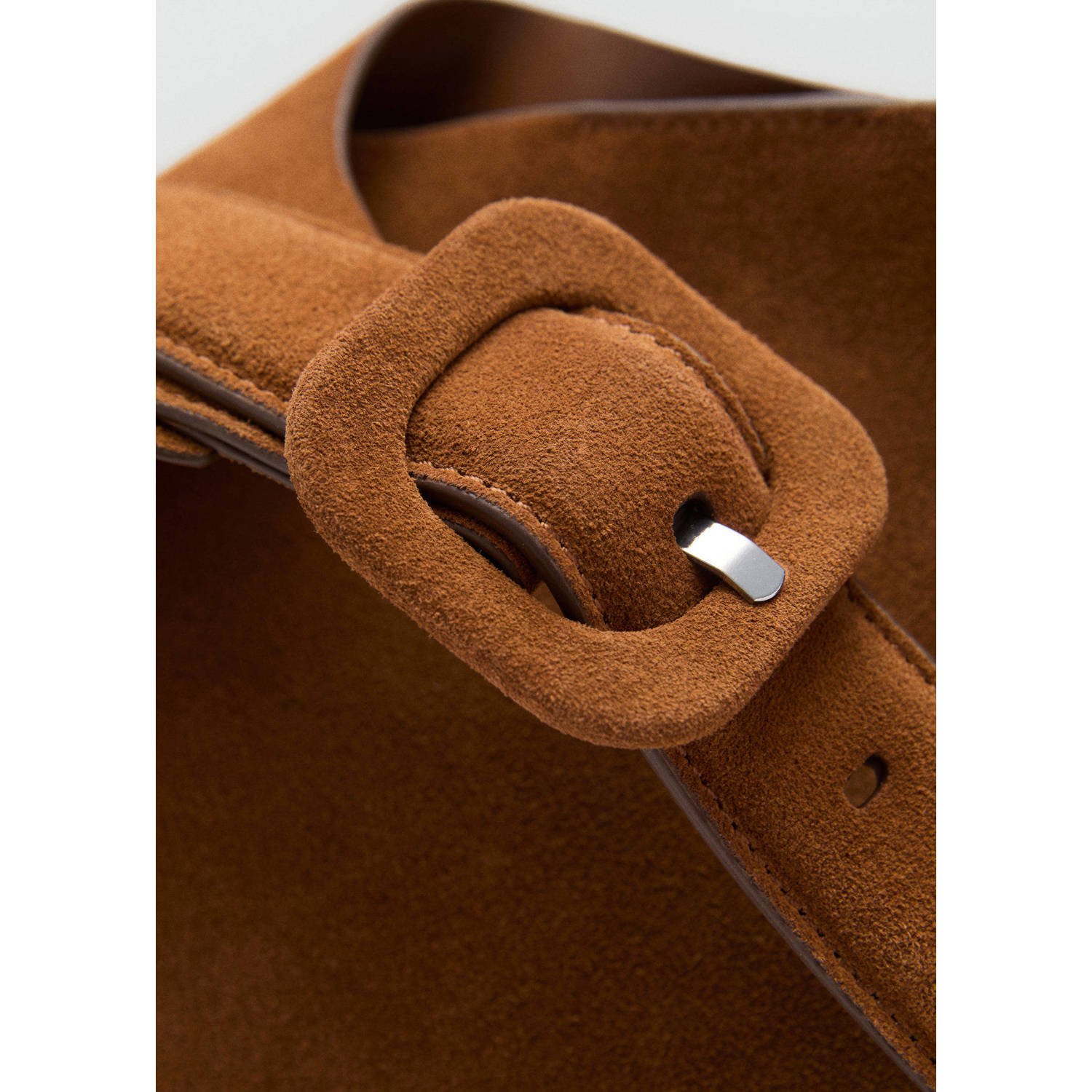 Mango suede schoudertas bruin