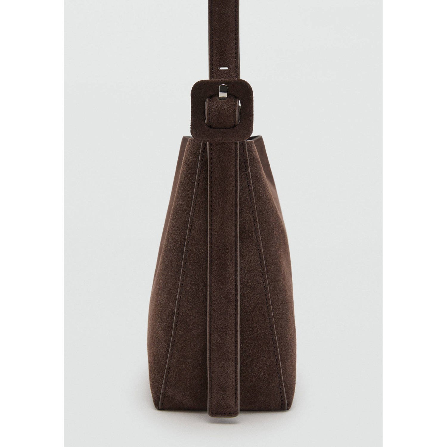 Mango suede schoudertas donkerbruin