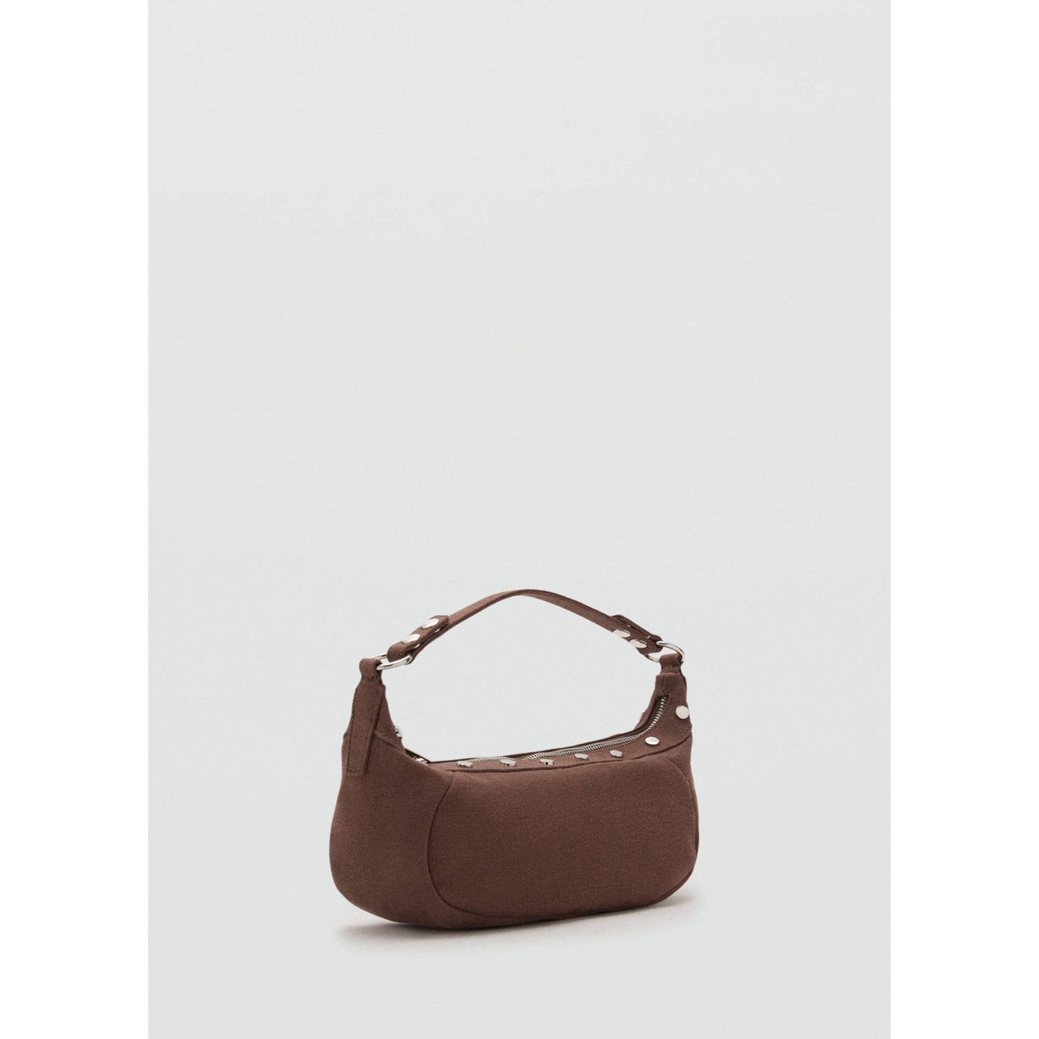 Mango schoudertas met studs bruin