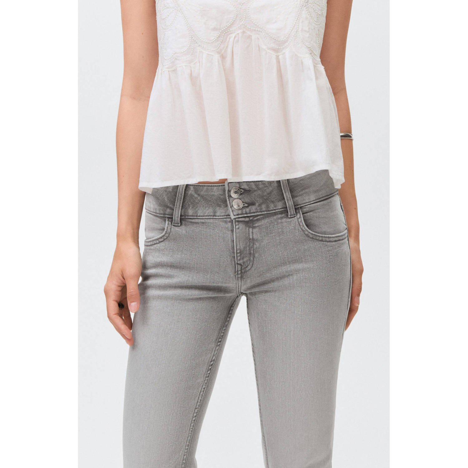 MANGO TEEN low waist flared jeans grey denim