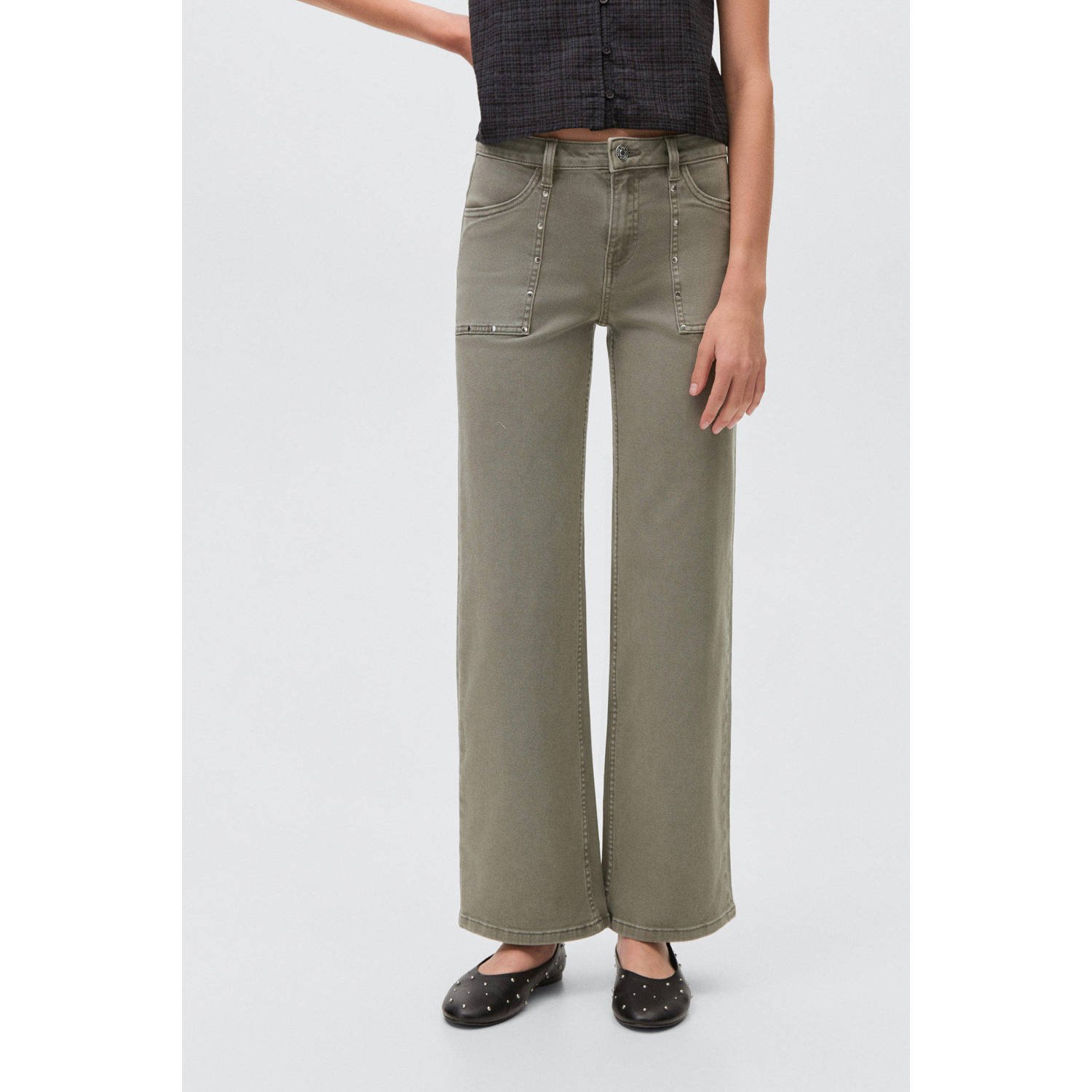 MANGO TEEN regular waist regular fit jeans groen