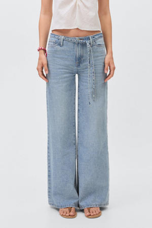 wide leg jeans light blue denim