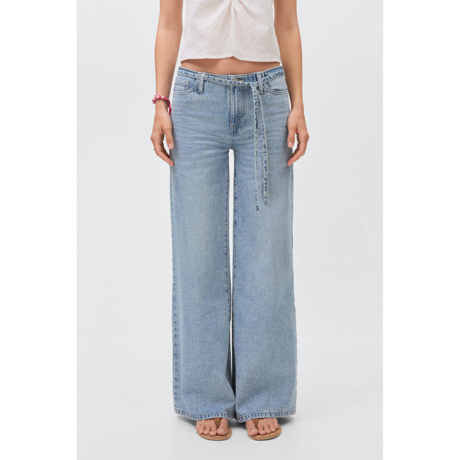 MANGO TEEN wide leg jeans light blue denim
