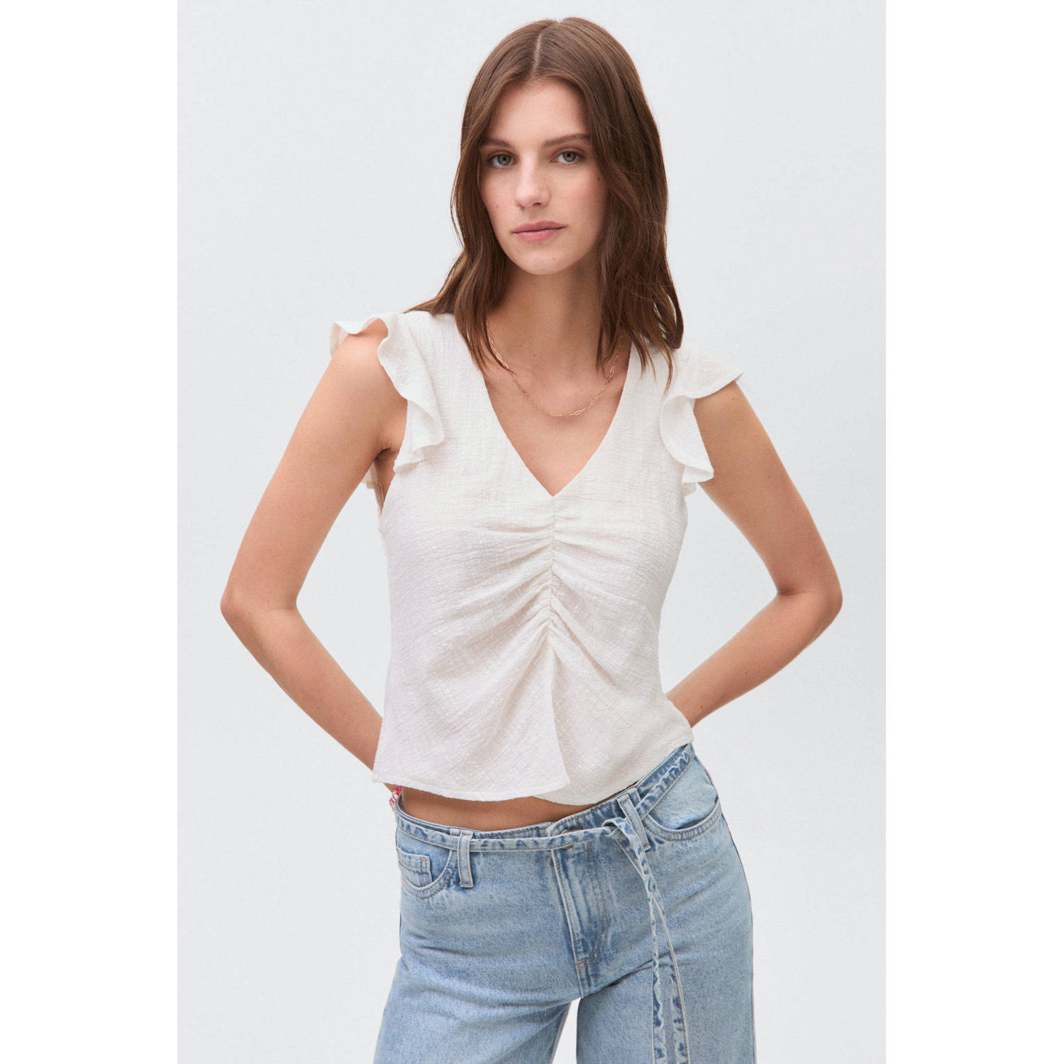 MANGO TEEN wide leg jeans light blue denim