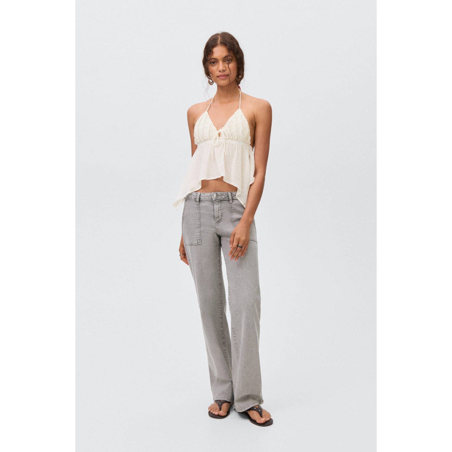 MANGO TEEN wide leg jeans grey denim